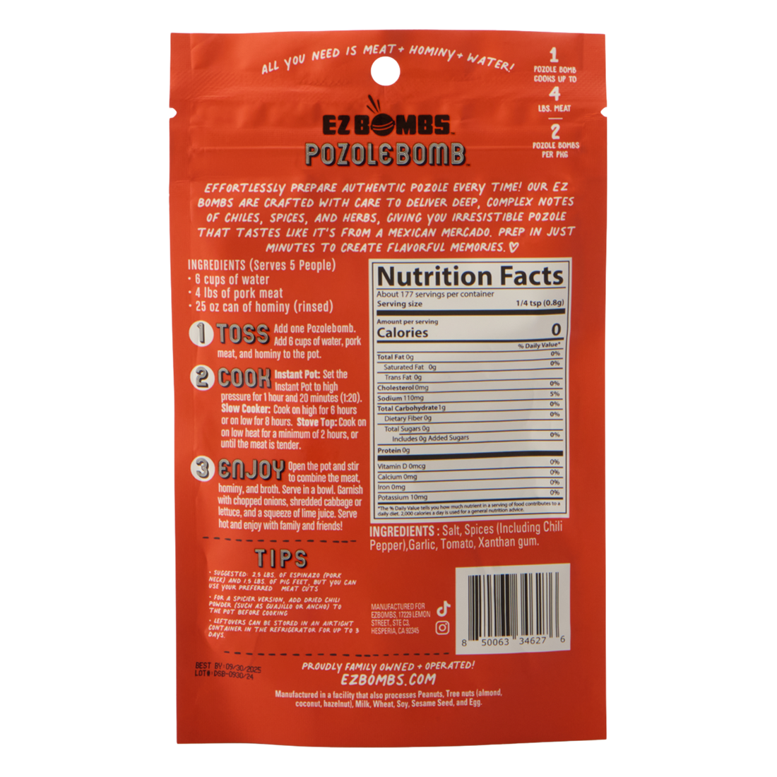Pozole Bomb Seasoning for Chicken Pozole Recipe, Pork Pozole Recipe, and Authentic, Bold Flavor - EZ Bombs