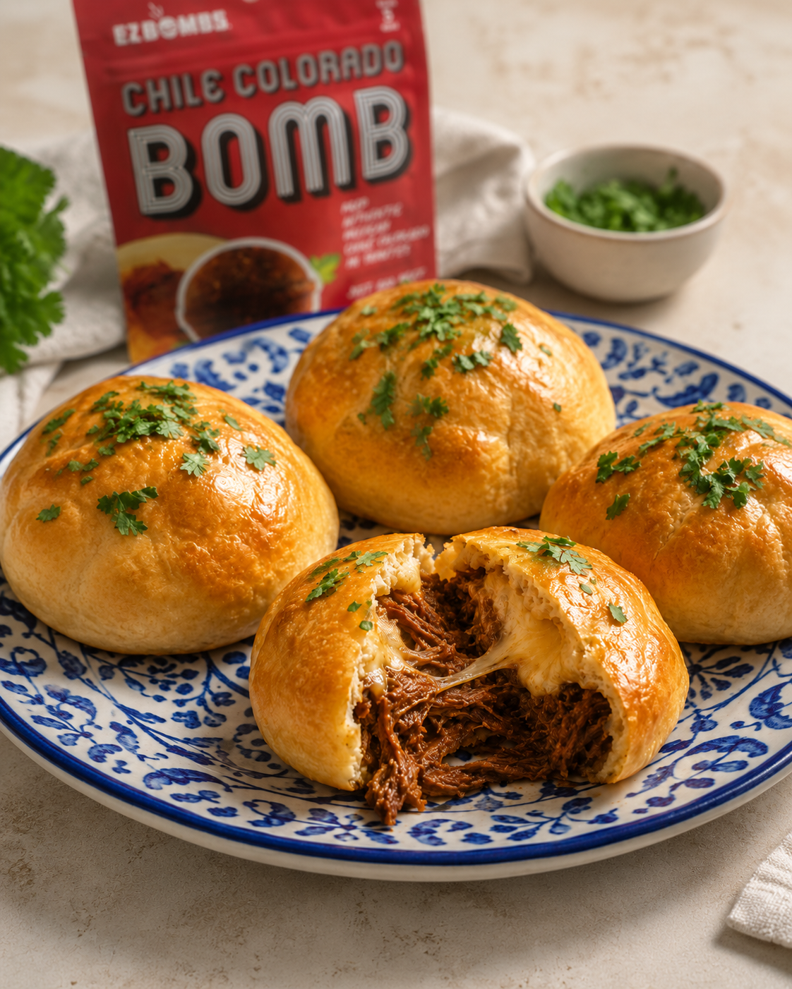 Cheesy Chile Colorado Stuffed Biscuits Recipe