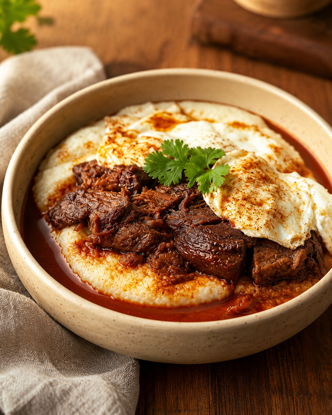 Chile Colorado Grits & Eggs Recipe