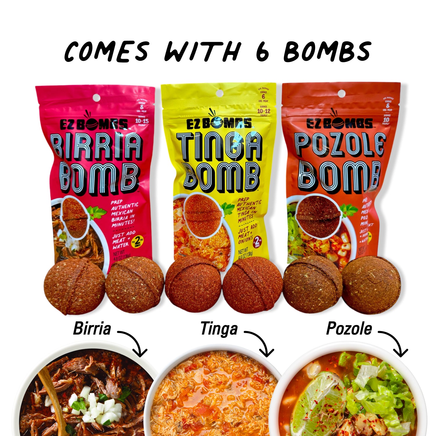 Birria Bomb , Pozole Bomb, and Tinga Bomb Variety Pack