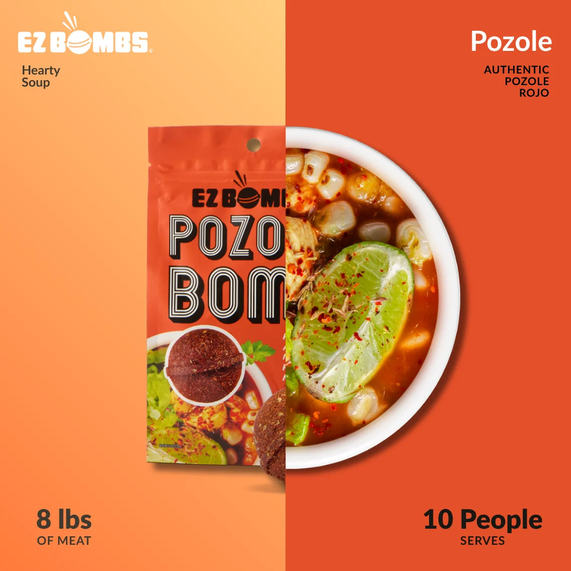 The Pozole pack beside the pozole dish it makes
